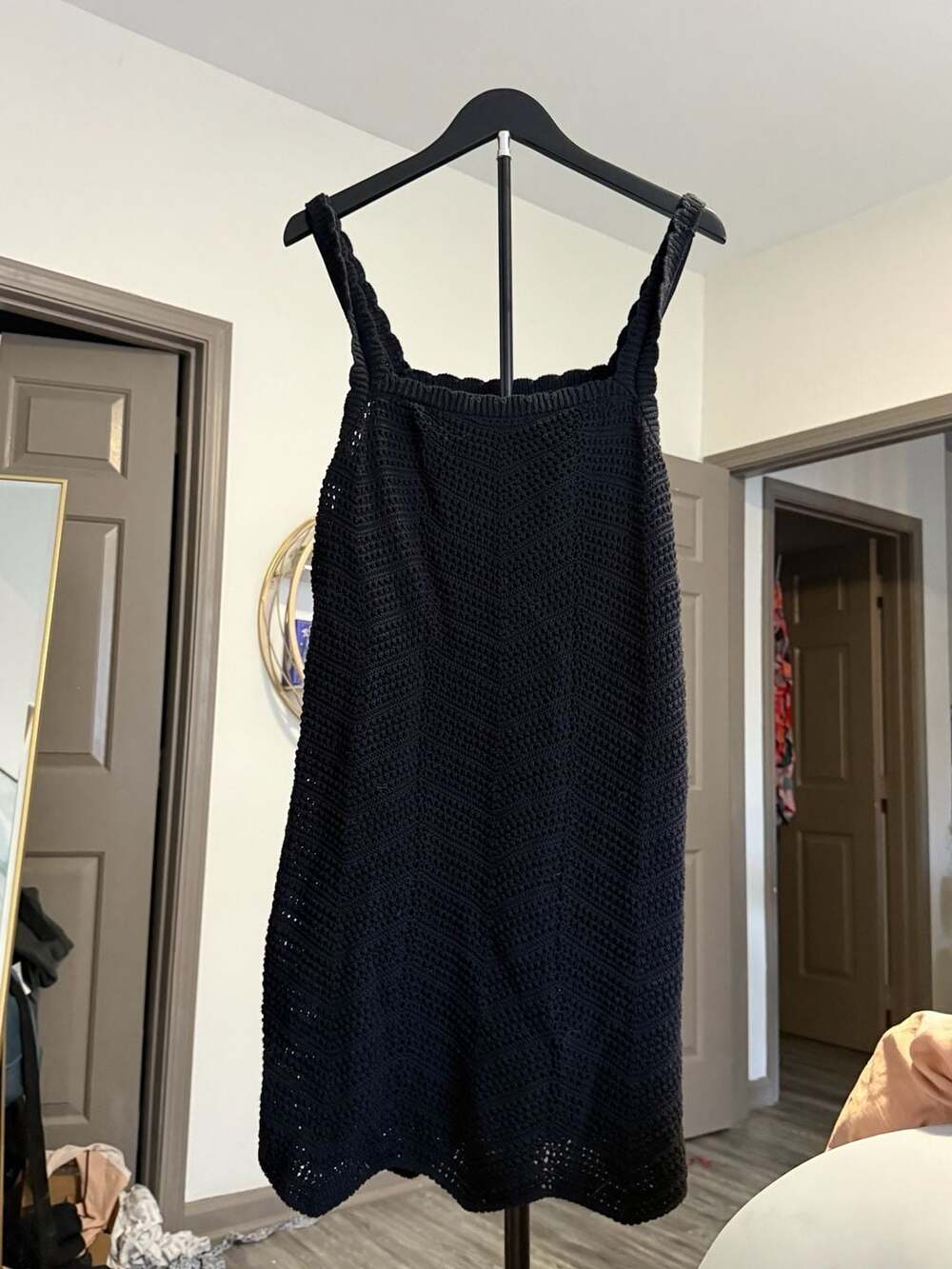A New Day Crochet Mini Dress Size L Black